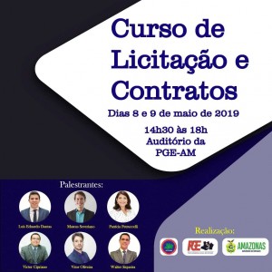 Presidente da CGL-AM palestrará no curso de Licitação e Contratos promovido pela PGE-AM